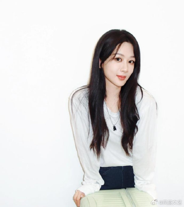 杨紫行李箱撑脸照 杨紫披发女友感