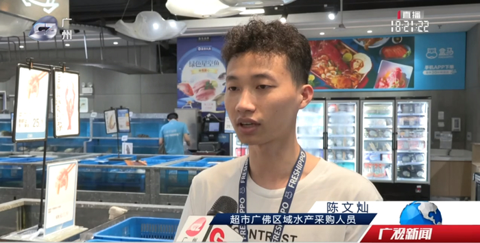 盒马广佛区域水产采购陈文灿。图源：广州广播电视台