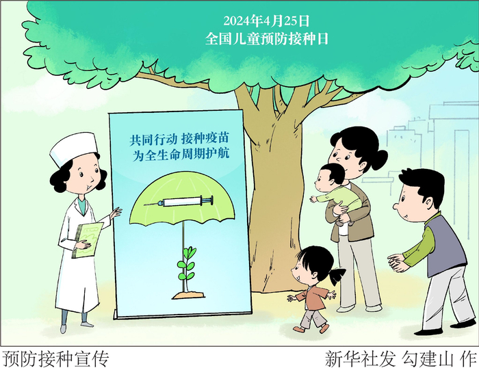 今年全国儿童预防接种日的宣传主题为"共同行动接种疫苗为全生命周期