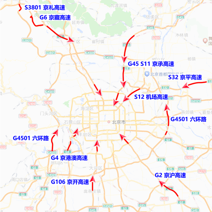       进京方向易堵路段     