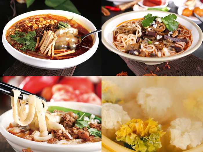 大同浑源凉粉、羊杂、刀削面、烧麦。