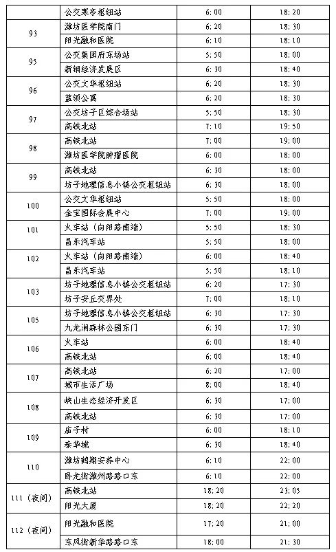 首末班时间表建议市民下载"潍坊公交"app,提前查询公交车到离站情况及