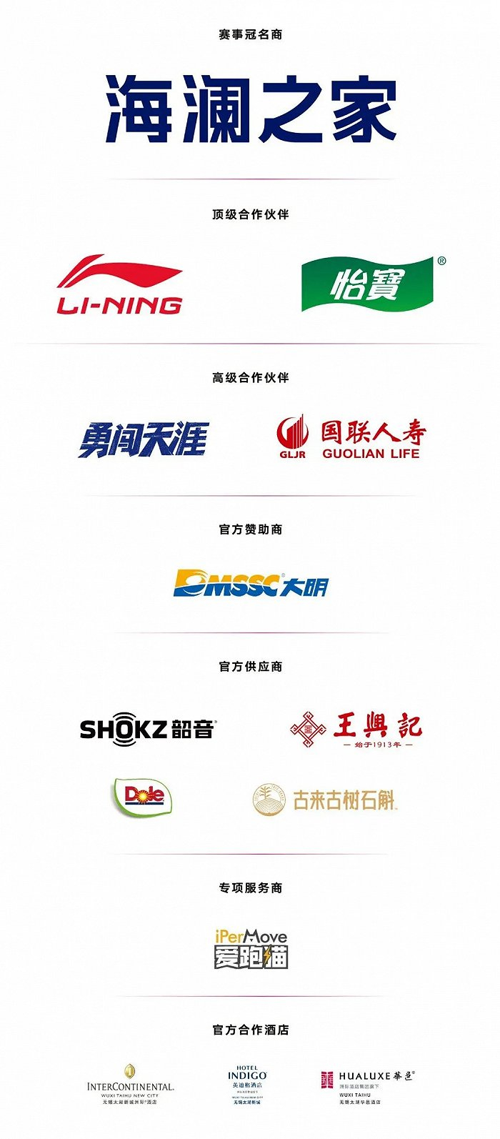 无锡马拉松赞助商名单  图源：官方公众号