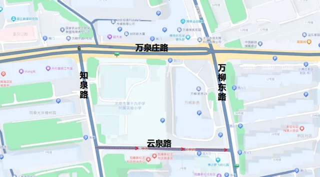 万柳地区绕行及禁令标志示意图