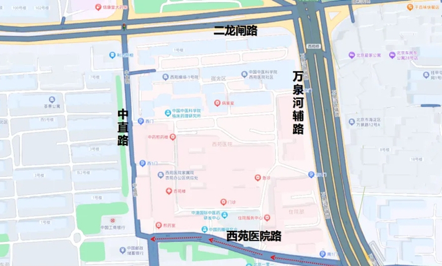 西苑地区绕行及禁令标志示意图