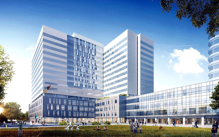 积水潭医院回龙观院区二期扩建工程设计图中连接两座主体建筑的长廊（效果图）。受访者供图