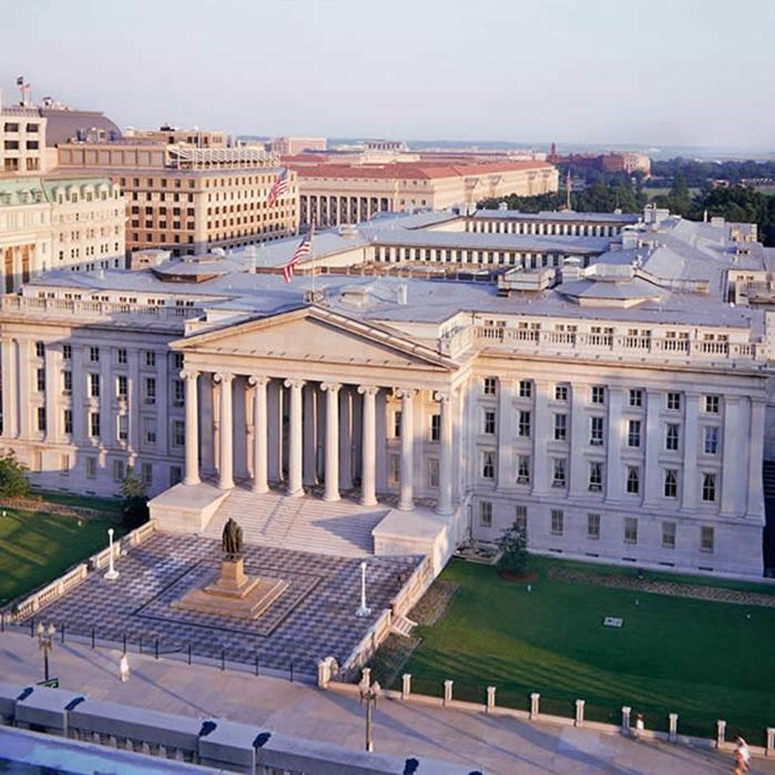 美国财政部大楼，资料图。图源：美国财政部网站