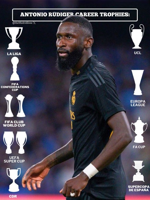 恭喜!吕迪格生涯首夺联赛冠军,个人已夺11冠