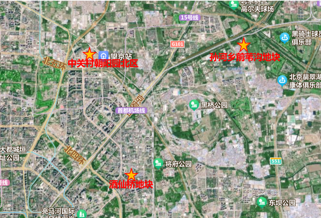 3宗地块的大致位置 制图：澎湃新闻记者 庞静涛