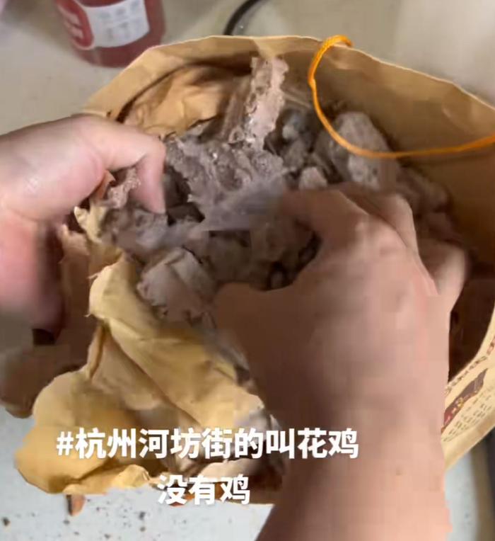 ▲日前,有挥霍者反应杭州某店铺出现“叫花鸡里莫得鸡”的欣喜。图/应付平台截图