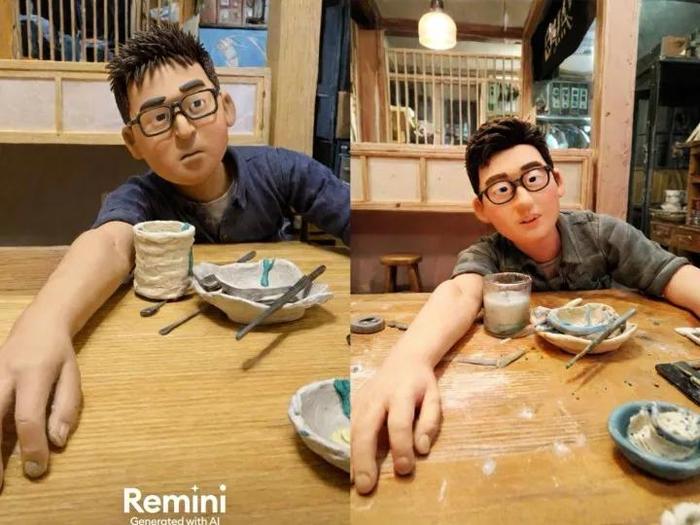 左边来自Remini,右边来自好意思图秀秀。
