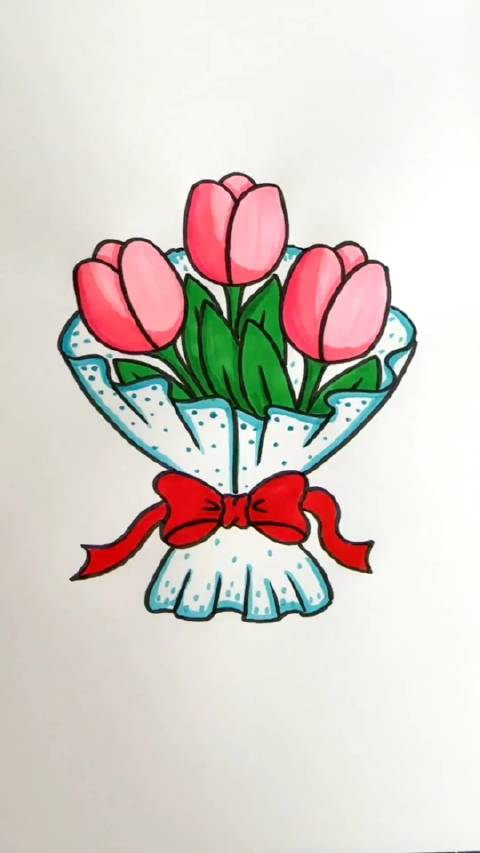 母亲节快到了,画一幅花束送给亲爱的妈妈吧