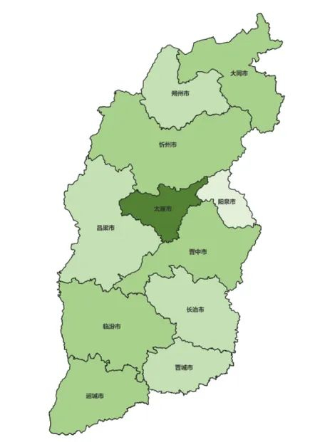▲山西省2024年“五一”假期客流热力图，颜色越深，代表客流越大