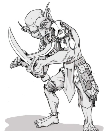 矮小身躯,身披破烂的衣袍,手持卷刃的弯刀或其他简陋武器的猥琐小怪物