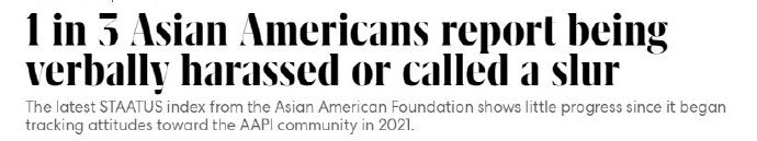调查显示多数亚裔在美依旧受歧视