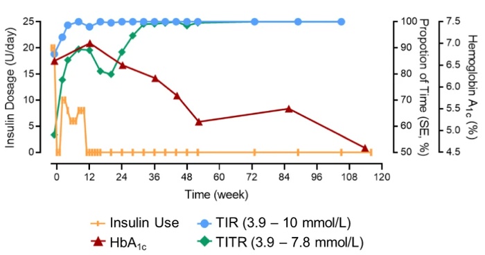 患者治疗期间的胰岛素用量及血糖指标变化