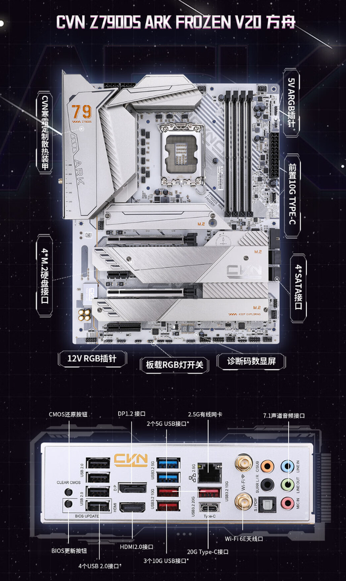 七彩虹 cvn z790d5 ark frozen 方舟主板开售,首发价 1599 元