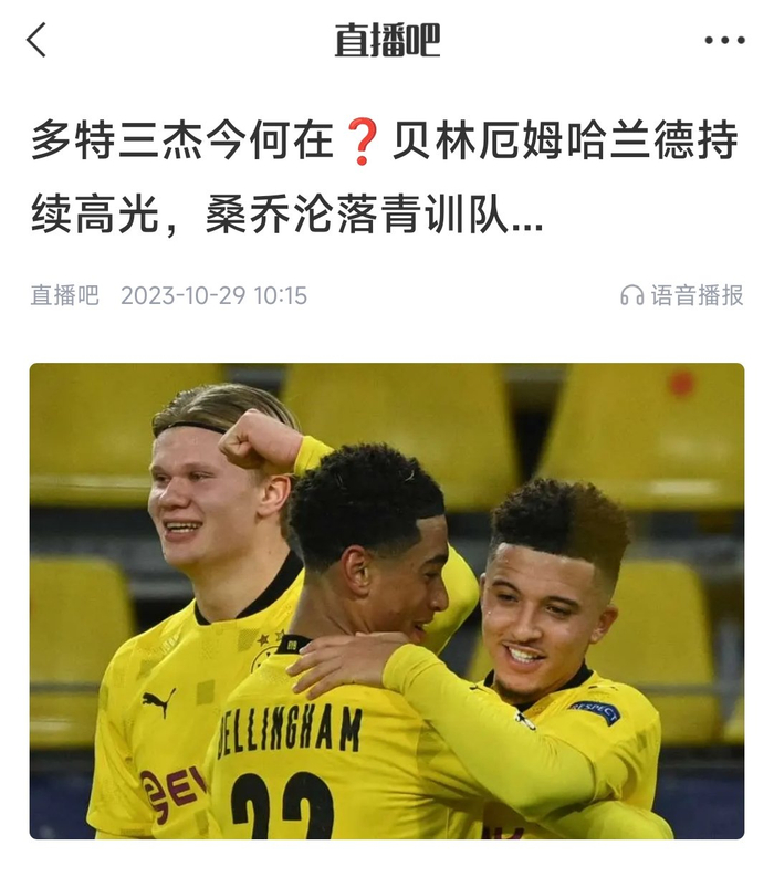 轮到哈兰德挨批了多特三杰贝林&桑乔进欧冠决赛,哈兰8强出局