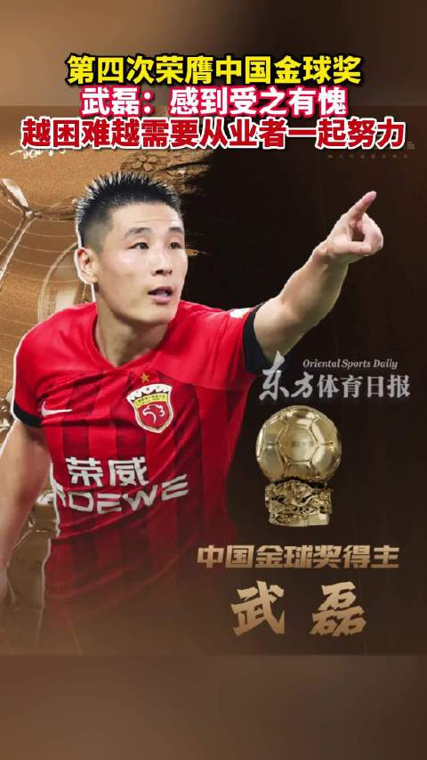 第四次捧得中国金球奖,武磊:由于国家队表现不佳感到内疚