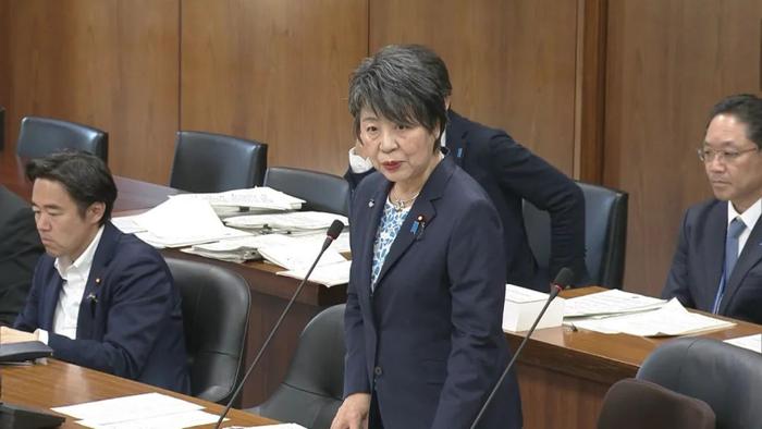 5月10日，日本外务大臣上川阳子在众议院会议上进行答辩。图源：日媒