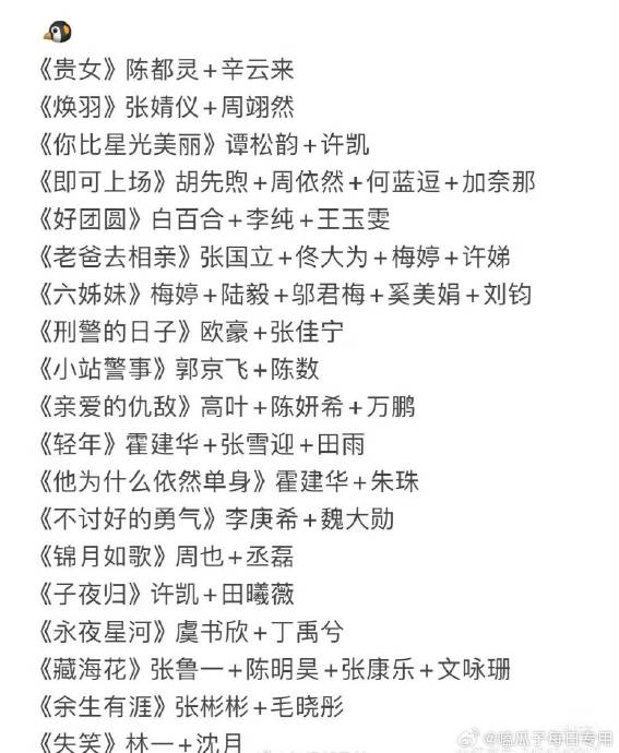 《永夜星河》虞书欣 丁禹兮等《树下有片红房子》翟潇闻 周柯宇 杨肸