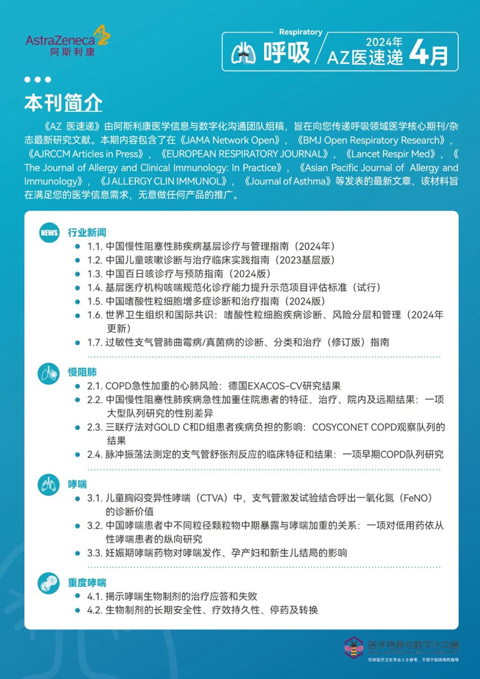 阿斯利康呼吸领域az医速递-2024年4月