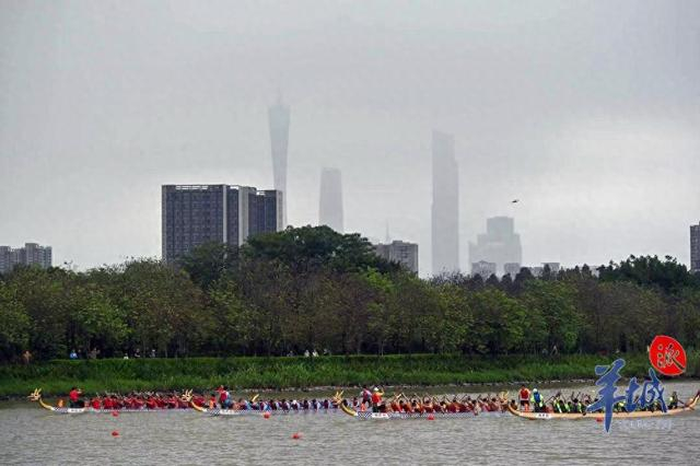 海珠湿地龙船景开锣!广佛群龙"水上秋名山"竞技争标