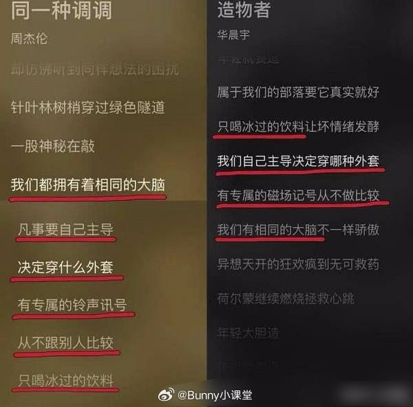 粉丝投稿:华晨宇《造物者》歌词跟周杰伦《同一种调调》歌词雷同