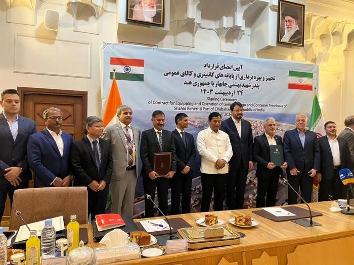 当地时间5月13日，印度和伊朗签署关于恰巴哈尔港的协议 图源：印度驻伊朗大使馆