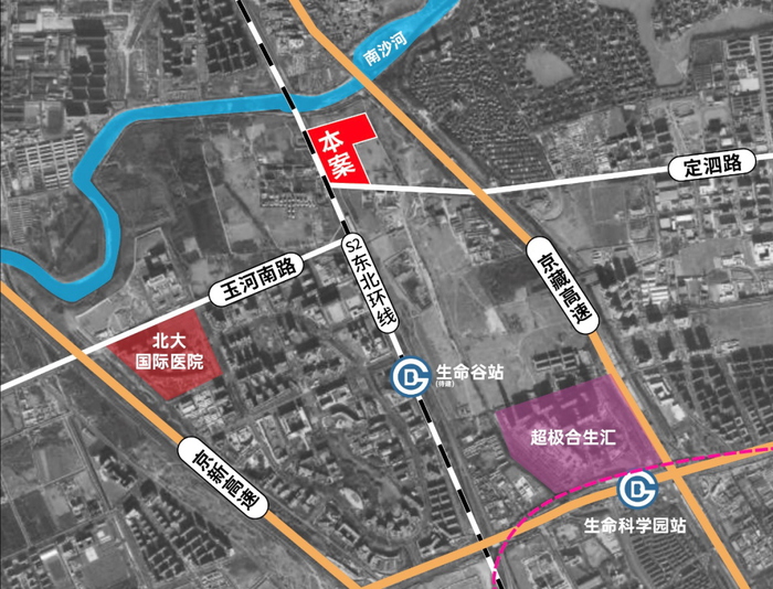 ▲昌平中关村生命科学园北四村CP01-0601-0056、0057、0058地块位置。