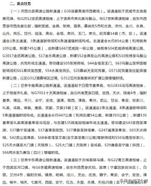 甘肃将启动5460亿元的三大高速公路新通道大项目