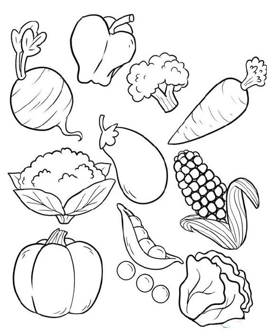 果蔬简笔画线稿～无聊的时候画画挺好