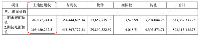 （无形资产中土地使用权为3亿，2023年年报）