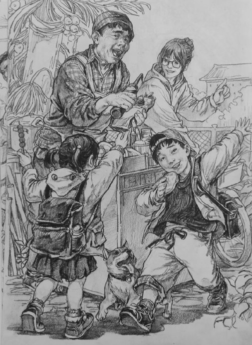 这位老师的场景速写创作,太强了! 花开富贵默写创作