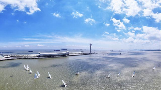 2024年5月19日，上海吴淞口国际邮轮港，2024上海邮轮港国际帆船赛正在进行。澎湃新闻记者 朱伟辉 图