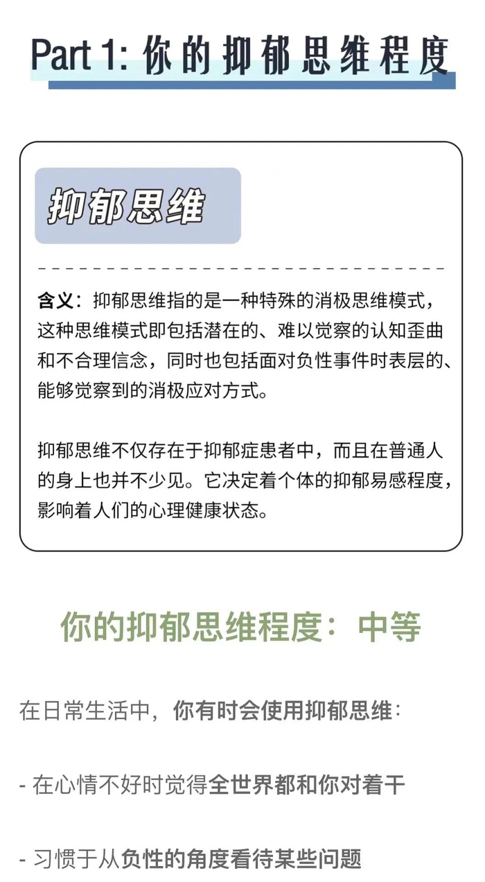 2:你的【潜在】和【表层】抑郁思维程度及表现综合研究了大量文献资料
