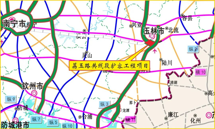 岑溪至大新公路(荔玉路共线段扩容工程)是《广西高速公路网规划(2018