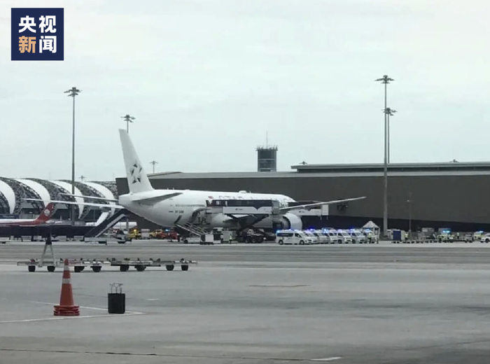 △图为迫降飞机在素万那普机场