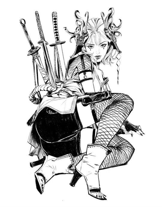 插画师sungmoo heo 笔下极具个性的黑白人物绘画.