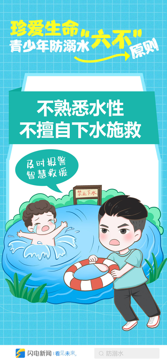 闪电海报珍爱生命青少年防溺水谨记六不原则