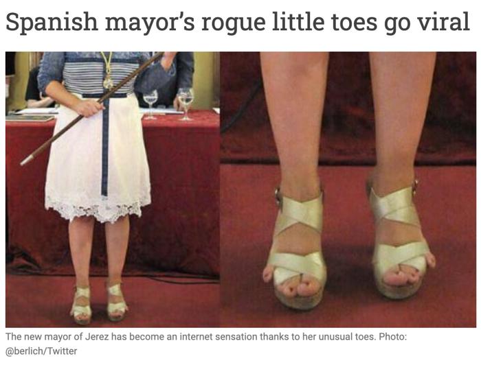 西班牙赫雷斯的市长桑切斯,就曾在一次会议中因其不寻常的脚趾,迅速登