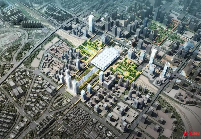 ↑成都站（火车北站）综合枢纽效果图 资料图