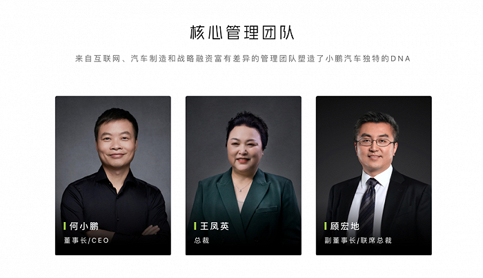 小鹏汽车核心管理层，图源小鹏汽车官网