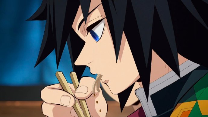 炭治郎吃到趴下了,义勇还能喝茶!