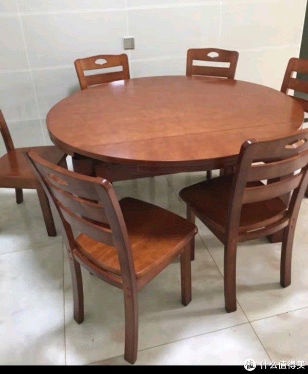 上林春天实木餐桌 可伸缩折叠实木餐桌椅组合餐桌餐椅圆形饭桌子餐厅
