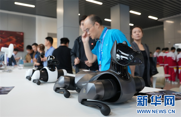5月29日，与会嘉宾参观小米仿生四足机器展示。新华网 卢志佳 摄