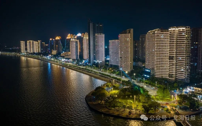 照明升级改造工程完成!北海这个海滩更亮丽了