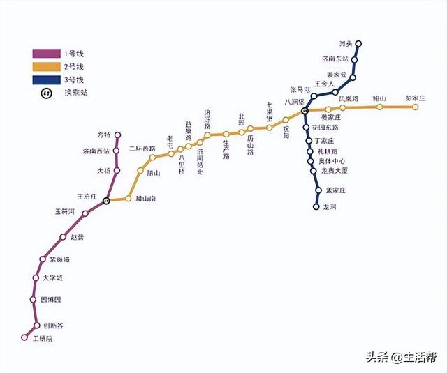 济南正在运行的三条地铁线路形成了"一横两纵"的"h"型运营格局.