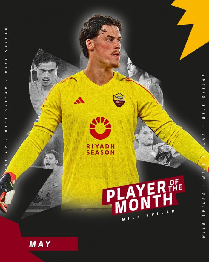 出战6场丢9球,斯维拉尔当选罗马5月份最佳球员|罗马|斯维拉尔|门将