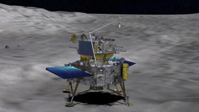 嫦娥六号探伤器的模拟开动动画。